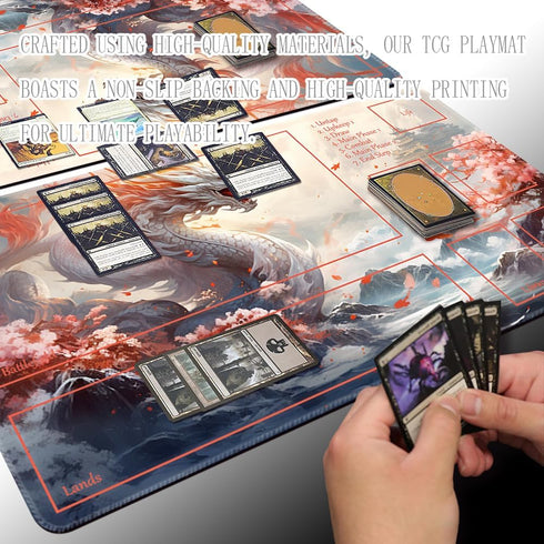MTG Playmat Size 24x14in Free Storage Bags Non-Slip Backing Printing, Ideal for Card Game Enthusiasts TCG Playmat Mouse Pad (Guardian,with Zone)...
