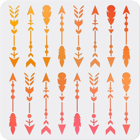 16 Arrows Stencil Feather Arrow Stencil Directional Arrow Sign 11.8×11.8inch Reusable DIY Arrows Template for Farmhouse Furniture Wood Sign Walls ...