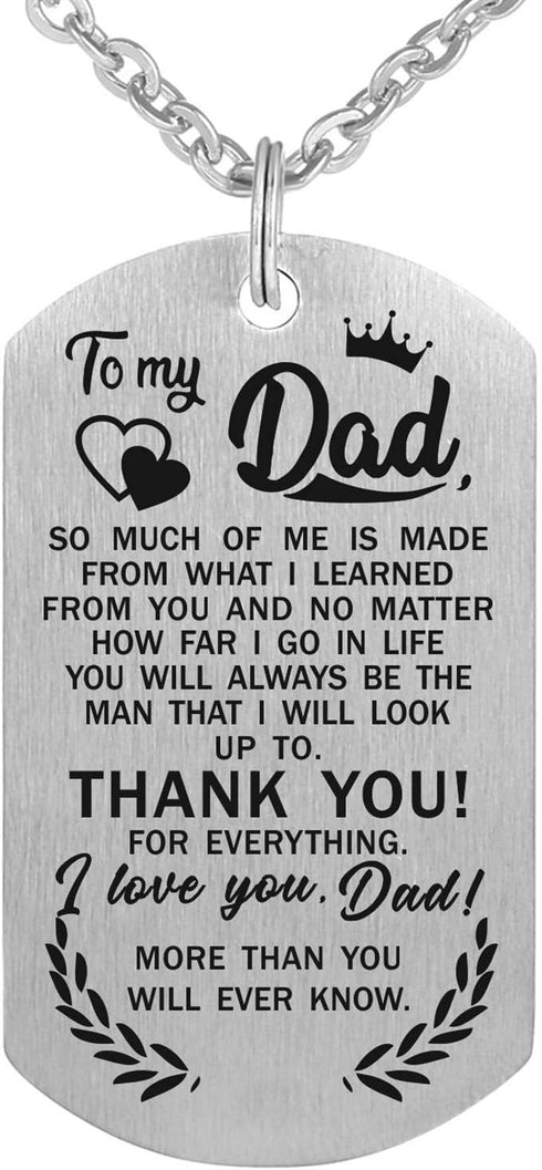 to My Dad Necklace Men Military Dog Tag Necklace Jewelry for Father...