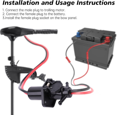 Trolling Motor Plug and Receptacle,12V-24V 10 Gauge 2 Wire Trolling Motor Connector,Male and Female Quick Connect Trolling Motor Socket Compatible...