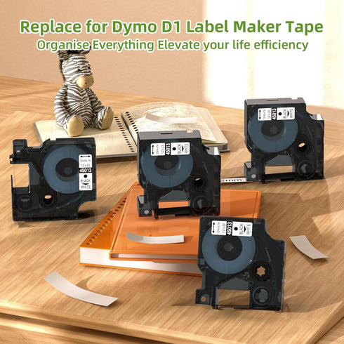 A45013 D1 Label Tape S0720530 Replace for Dymo Label Maker Refills d1 45013, 1/2 in x 23 Ft Black on White Compatible with DYMO LabelManager 160 2...