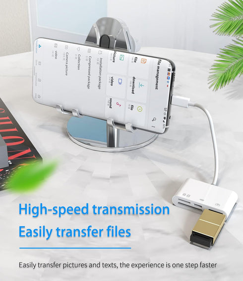 SD Card Reader for iPhone Dongle(2Pack) Lightning to USB Micro SD TF Charger Cable OTG Adapter for 14 13 12 11 Pro Camera Memory Viewer Flash Driv...