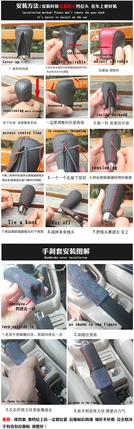 Fit Genuine Leather Gear Shift Knob Cover for 2011 12 13 14 15 16 18 19 2020 Dodge Journey 2008 2009 2010 2011 2012 2013 2014 Dodge Avenger Automa...