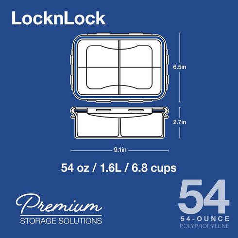 LOCK & LOCK Easy Essentials Food Storage lids/Airtight containers, BPA Free, 54 Ounce, Clear...