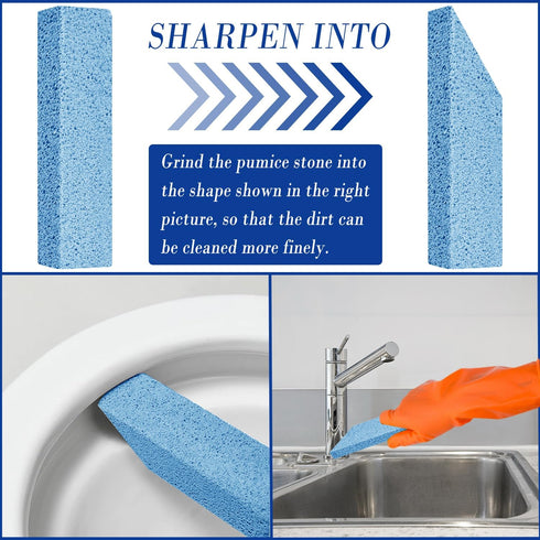 6Pack Pumice Stone for Toilet Cleaning - Powerful Cleaner for Hard Water Rings, Calcium Buildup & Stains - Ideal for Toilet, Bathtubs, Kitchen Sin...
