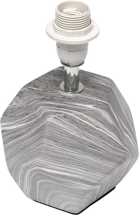 Simple Designs LT2065-MBL Round Prism Mini Table Lamp with White Fabric Shade, Gray Marble...