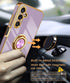 Dretal for Samsung Galaxy A15 5G Case, Screen Protector, 360° Rotatable Ring Holder Magnetic Kickstand,Plated Gold Edge Slim Soft TPU Protective P...