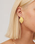 18k Gold Statement Earrings for Women Trendy, Chunky Gold Big Striped Vintage Earrings...