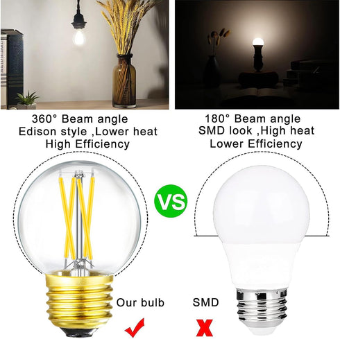 Leools Dimmable E26 LED Bulb 4W Equal E26 40 Watt Light Bulb,E26 Globe Edison Light Bulbs,Daylight 4000K G16.5 Light Bulb led for Pendant,Chandeli...