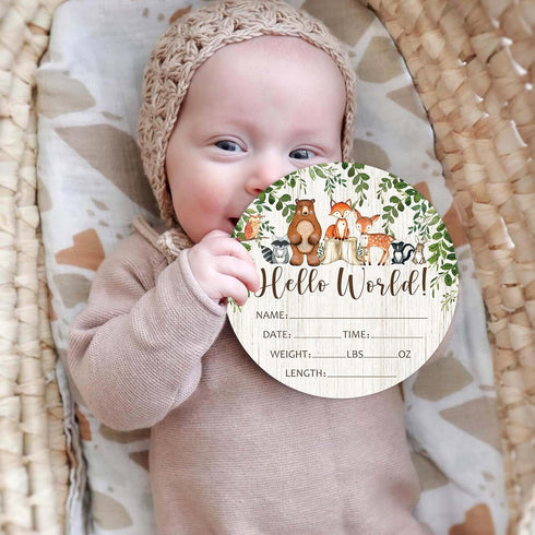Woodland Animals Baby Milestone Blanket with Birth Stat Sign, Forest Baby Growth Chart Monthly Blanket, Watch Me Grow Woodland Baby Nursery for Ne...