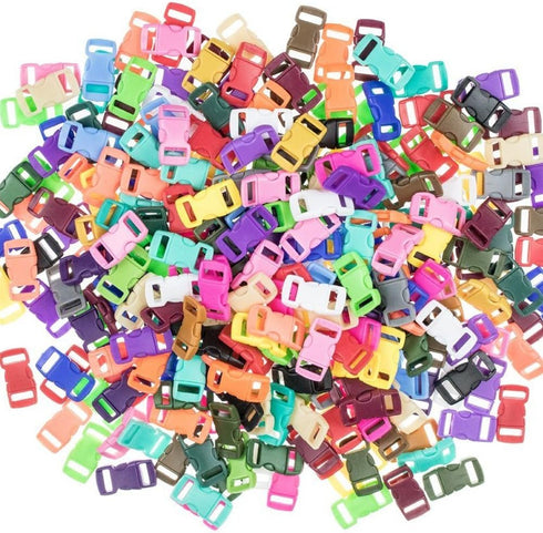 Craft County 100 or 200 Piece 3/8 Inch Contoured Side Release Plastic Buckles (Solid Mix, 100 Pack)...