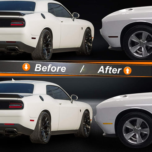 NDRUSH Blackout Side Marker Lights & Reflectors Vinyl Tint Film, Precut Overlay, Sidemarker Wrap Covers Compatible with Dodge Challenger 2015-2021...