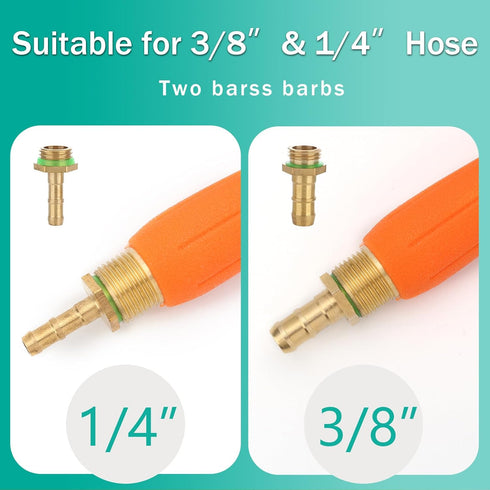 All Metal Replacement Sprayer Wand,1/4" & 3/8" Brass Barb Sprayer Wand Replacement, Stainless Steel Sprayer Wand with Shut off Valve & 2 Hose Clam...