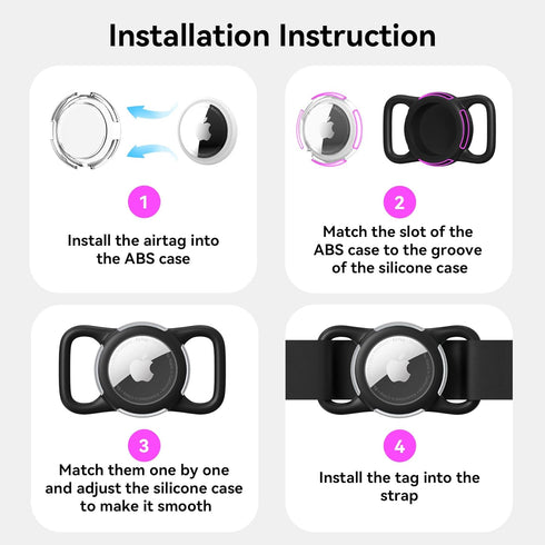 Waterproof Airtag Dog Collar Holder, Silicone & ABS Airtag Holder for Dog & Cat Collars, Ultra-Durable, Lightweight and Protective Airtag Case (Ro...