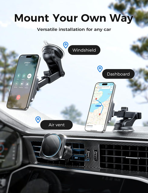 CHGeek for 15W Magsafe Car Mount Charger, iPhone Wireless Car Charger Magnetic Car Phone Holder Mount Fit iPhone 15 14 13 12 Magsafe Case, Vent/Wi...