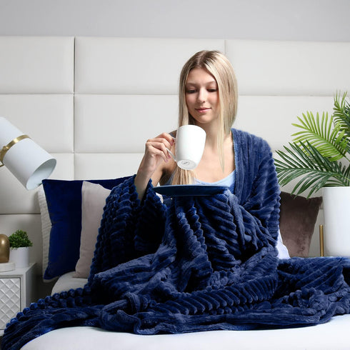 Clara Clark Cut Plush Fleece Throw Blanket - Throw Size - Lightweight Super Soft Fuzzy Luxury Bed Blanket for Bed - Machine Washable - (50x60) (Na...