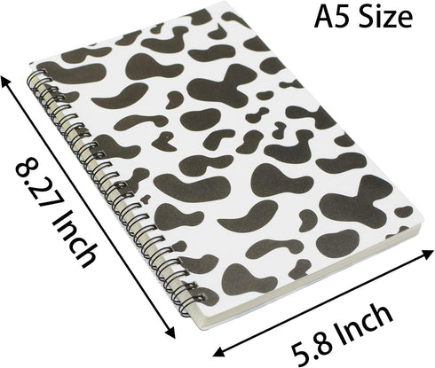 Yansanido Spiral Notebook, 6 Pcs A5 Cow Print Plastic Softcover 7mm College Ruled 80 Sheets -160 Pages Journals for Study and Notes (A5 6 Pcs)...