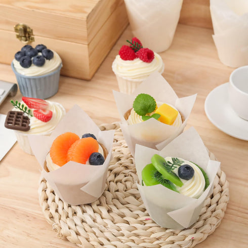 200PCS Tulip Cupcake Liners Parchment Baking Cups Muffin Wrappers Perfect for Birthday Parties, Weddings, Baby Showers, Catering, Restaurants Stan...