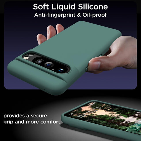 Compatible with Pixel 8 Pro Case, Liquid Silicone Case, Full Body Shockproof Protective Cover,?Soft Microfiber Lining? Slim Thin Phone Case for Go...