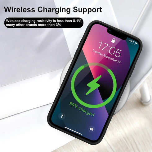 for iPhone 13 Case Cute Slim Shockproof Phone Case with Wireless Charging Support and Protection, Black...