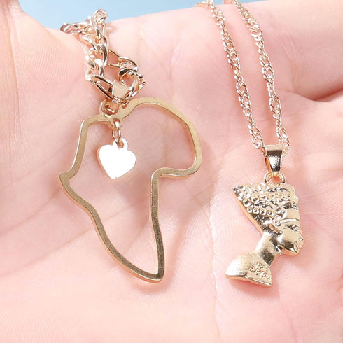 Boho Pharaoh Queen Pendant Necklace Hollow Out Map Necklace Chain Heart Dangle Choker Necklace Retro Egyptian Nefertiti Layering Necklace Jewelry ...