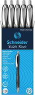 Schneider® Limited Edition Slider Rave Black, XB (Extra Broad) Ballpoint Pen, Refillable + Retractable, 1.4 mm, White-Black Barrel, Blue Ink, Box ...