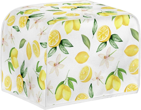 Lemon Flower Toaster Dust Cover Bread Maker Machine Cover, Dustproof Bakeware Protector with Top Hook, 2 Slice Toaster Appliance Cloth Cover, Yell...