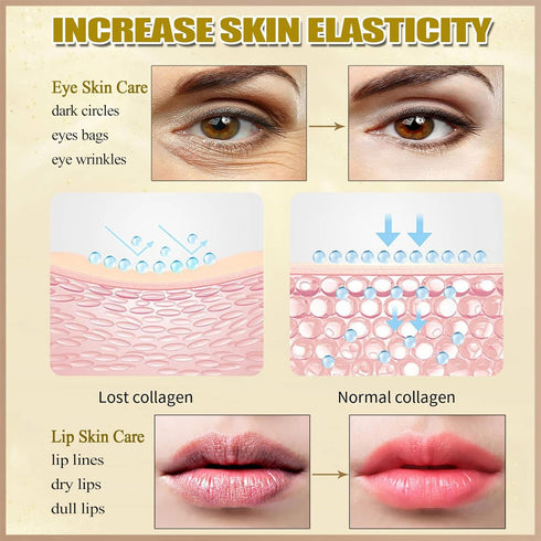 30 Pairs 24K Gold Eye Masks & Lip Masks,Crystal Collagen Eye Patches for Puffy Eyes, Effectively Moisturizing Lip & Eye Skin Care Reducing Fine Li...