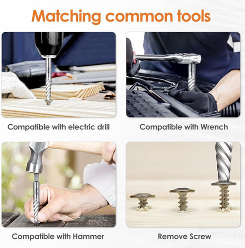 Screw Extractor Set, Chrome Molybdenum Alloy Steel Screw Remover for Removing Stripped Screws and Broken Bolts Ez Out Stripped, Rounded-Off,Damage...