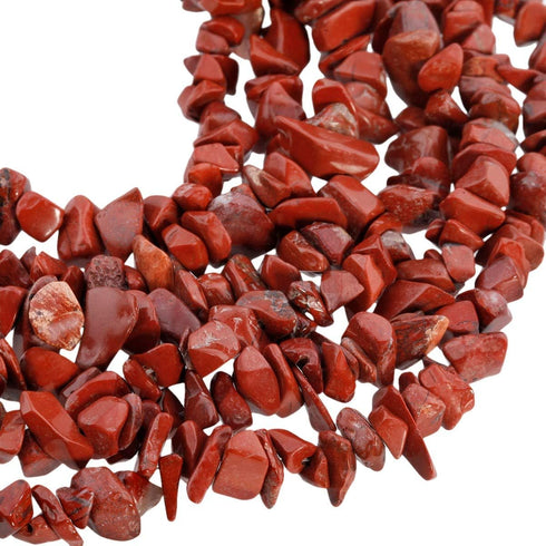 TUMBEELLUWA Polished Semi Precious Loose Beads for Jewelry Making, 5-8 mm Chips Tumbled Stones Beads 33" Strand, Red Jasper...