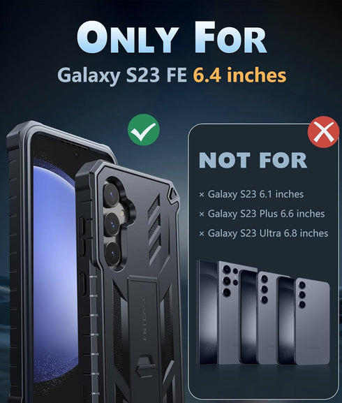 FNTCASE for Samsung Galaxy S23-FE Case: Military Grade Protective Hard Phone Case with Kickstand | Screen Protector | Shockproof TPU Full Protecti...