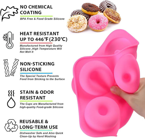 6 Cavity Mold Doughnuts, Baking Pan, Non-Stick, Dishwasher Safe, Heat Resistant and Microwave Safe-Making the perfect donut (3-Pack)...