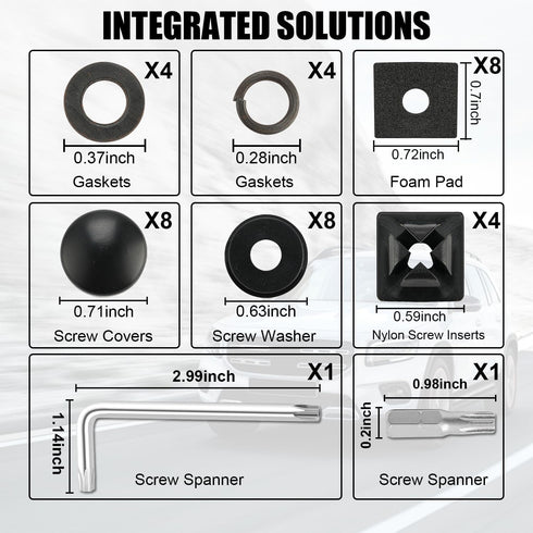 LivTee Anti Theft License Plate Screws Kits for Securing Frames and Covers, M6 (1/4") Tamper Proof Screws, Fastener Nut, Caps Cover for Front Rear...