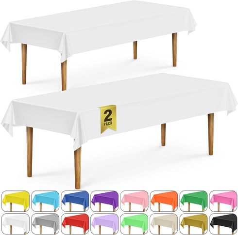 DecorRack 2 Rectangular Tablecloths BPA-Free Plastic, 54 x 108 inch, Dining Table Cloth, Rectangle Table Cover for Parties, Picnic, Camping and Ou...