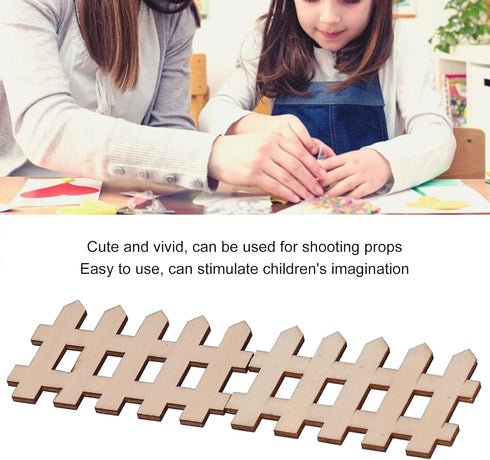 Tissting 100pcs Mini Wooden Fence Garden Wooden Crafts Lawn Fence DIY Wood Picket Wood Fence Mini Ornament for Miniature Fairy Garden Dollhouse(7....