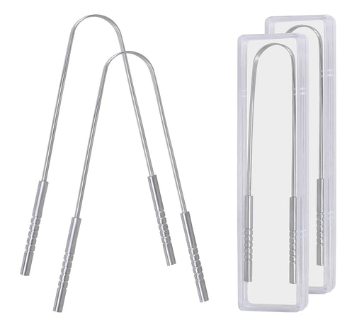 Tongue Cleaner for Hygiene,100% Stainless Steel for Oral CareTongue Scraper with Travel Case,Bad Breath Treatment Tongue Scraper for Adults Pack o...