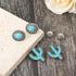 3Pcs Western Turquoise Stud Earrings Set Natural Turquoise Bohemian Cactus Pumpkin Flower Lightning Earrings Vintage Jewelry Gifts for Women Girls...