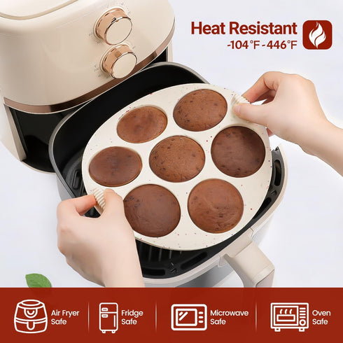Silicone Muffin Pan for Air Fryer Oven Instant Pot, Nonstick 7 Cups Easy To Handle BPA Free for Baking Egg Bites Muffin Tart Cupcake Mini Quiche 1...