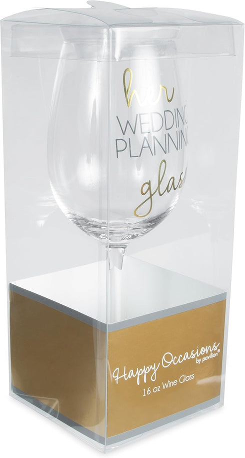 Pavilion Gift Company Her Wedding Planning Future Mrs 16 oz Crystal Wine Glass, Gold...