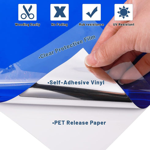 GIRAFVINYL Blue Chrome Vinyl, Chrome Permanent Vinyl Roll - 12" x 6ft Metallic Blue Vinyl for Cup, Sign, Windows, Home and Car Decorations,...