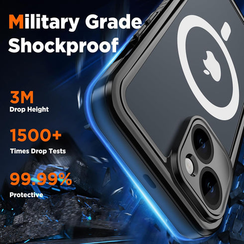 for iPhone 15 Plus Case Waterproof Magnetic with Built-in Screen Protector,Compatible with MagSafe Shockproof Dustproof Heavy Duty Full Body Prote...