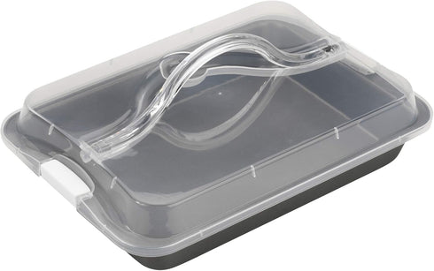 GoodCook Everyday Nonstick Steel Bake-N-Take Oblong Pan, 9" x 13" with Lid, Gray...