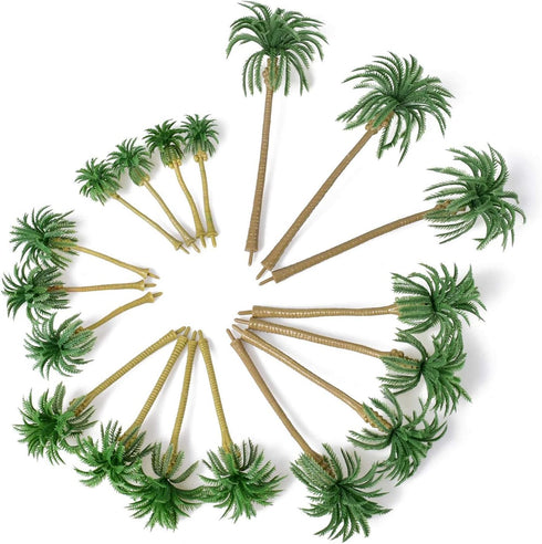 HUIANER Palm Tree Model Trees, Miniature Palm Trees Mixed 5 Size Fake Plastic Trees with No Stands for DIY Scenery Landscape Cake Decoration?18PCS...