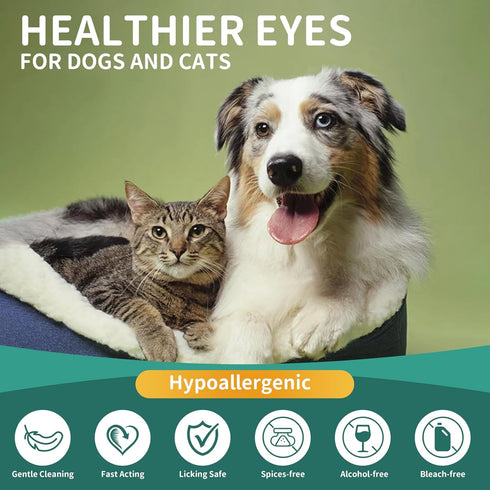 VICSOM Eye Wipes for Dogs & Cats, 200 Pcs Cat Dog Eye Wipes Tear Stain Remover, Pet Eye Wipes Presoaked & Textured Eye & Face Wipes, Gently Remove...