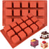 Square Silicone Mold, Cube Mousse Cake French Dessert Baking Molds, 2 Pack 15 Cavity Lollipop Silicone Molds for Soap, Candy Chocolate Cubes, Ice ...