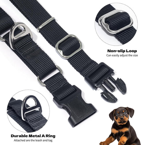 Martingale Dog Collars, Adjustable Nylon Dog Collar with Quick Release Buckle, No Choke Dog Training Collar for Small Medium Large Dogs (Blue, M)...