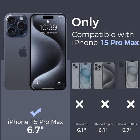 iPhone 15 Pro Max Case Waterproof, IP68 Waterproof Case for iPhone 15 Pro Max, iPhone 15 Pro Max Case with Kickstand, Impact Resistant TPU + PC Ca...