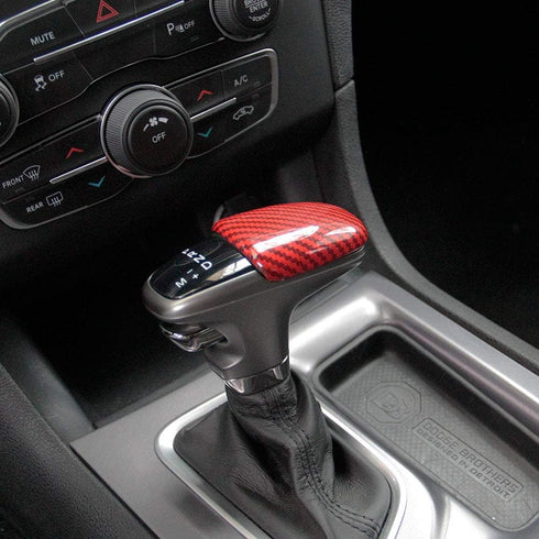 crosselec Carbon Fiber Gear Shift Knob Cover Sticker Head Trim for dodge Charger 2015+ (Red)...