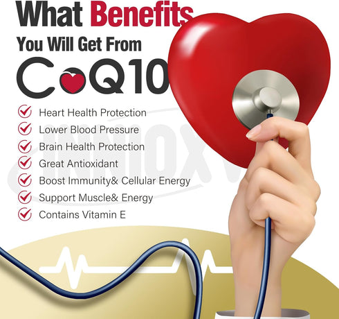 CoQ10 200mg Softgels for Heart Health, Powerful Antioxidant Supplement for Vascular Health, Energy Production, High Absorption CoQ10 Nutritional S...