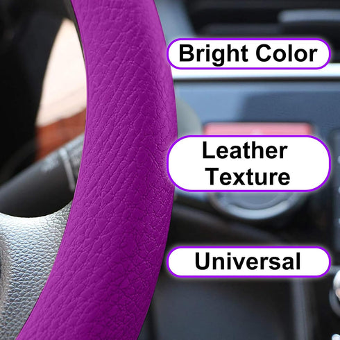 Spurtar Steering Wheel Cover, Soft Silicone Leather Texture Steering Wheel Covers, 14"-15" Anti-Slip Car Purple Steering Wheel Cover, Car Steering...